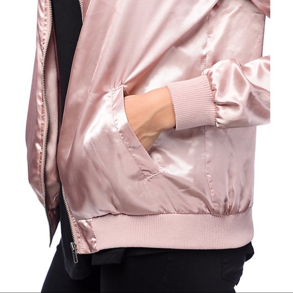 Pink Satin Mauve Bomber Jacket - Picture 5 of 6